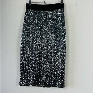 NWT MILLY Sequined Gunmetal Slim Pencil Skirt 2